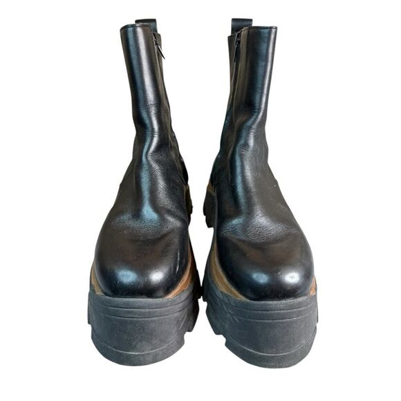 Alohas Sapphire Nutty Leather Platform Boots Black Brown Size 39 Chunky Sole - Picture 8 of 16